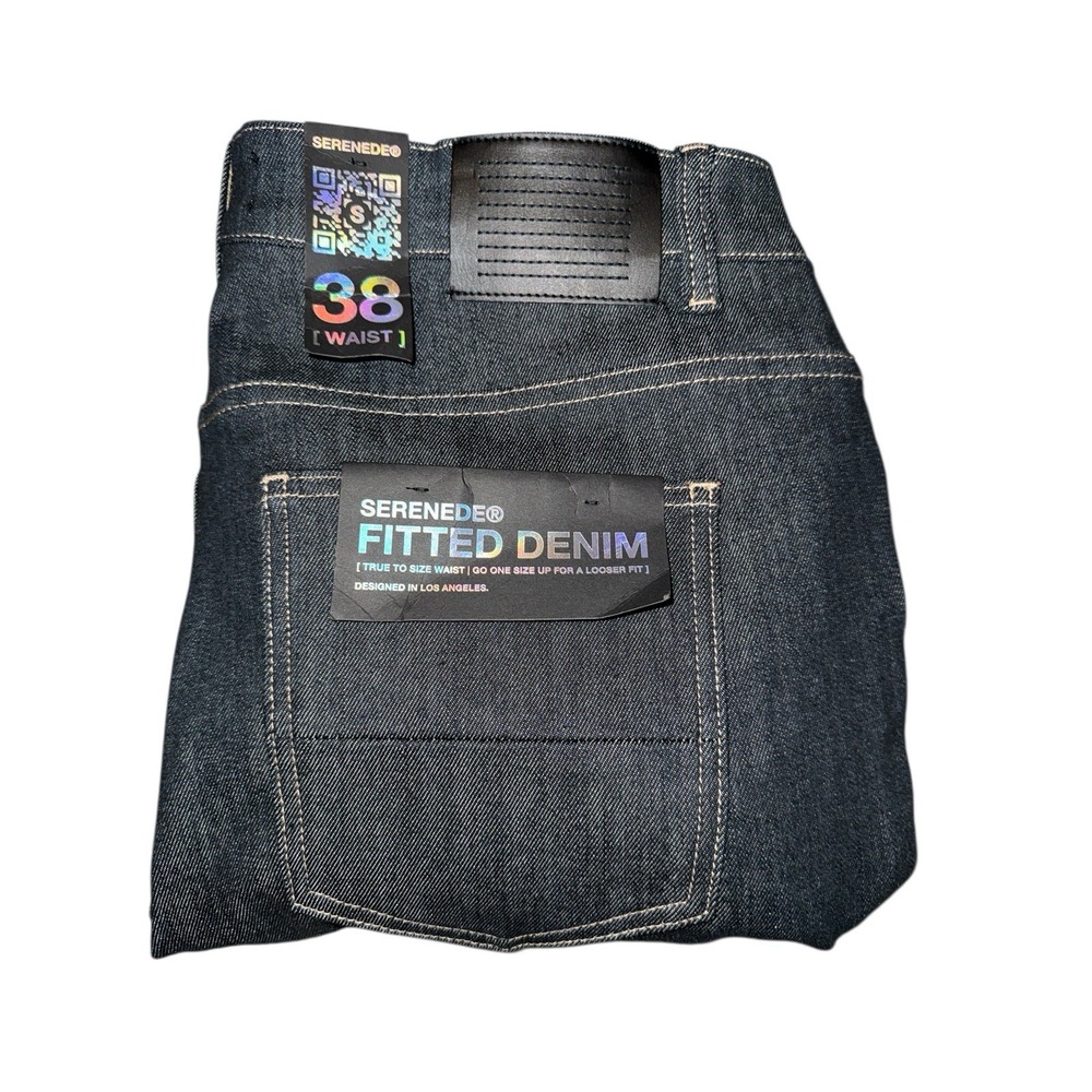 New Serenade Jeans Fitted Denim Men’s Sz 38x32 Dark Rinse Skater‎ Grunge Goth - Picture 14 of 14